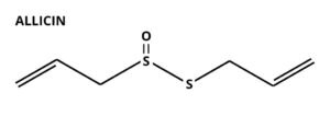 Allicin is a chemical compound associated with the smell of garlic